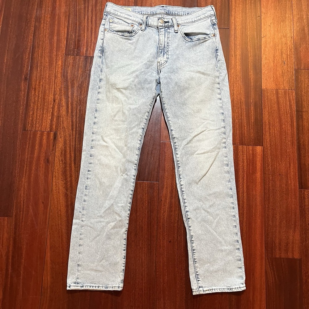 Levis Jeans Mens 33x32 514 Blue Light Wash Premium Stretch Grunge Preppy Casual